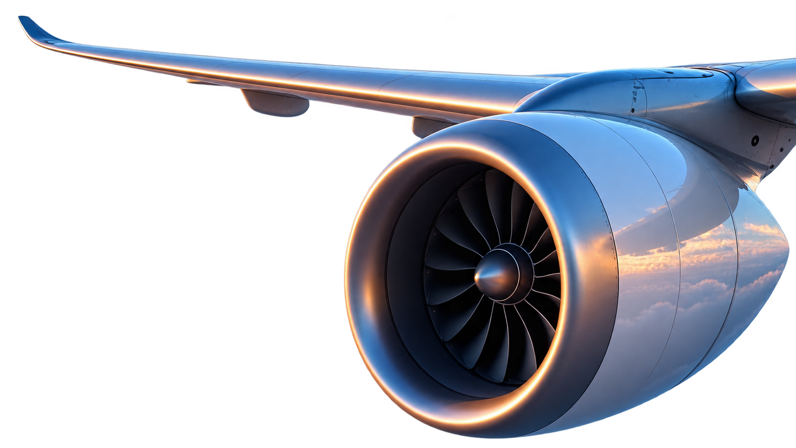 Jet engine and wing in flight